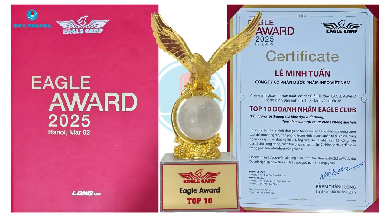 Cúp và chứng nhận Top 10 Eagle Award 2025